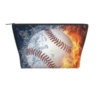 Una Foto Di Una Palla Da Baseball In Acqua E Fuoco, Borsa da toilette Borsa per trucco Borsa per cosmetici Borsa da toilette da viaggio portatile