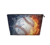 Una Foto Di Una Palla Da Baseball In Acqua E Fuoco, Borsa da toilette Borsa per trucco Borsa per cosmetici Borsa da toilette da viaggio portatile
