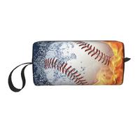Una Foto Di Una Palla Da Baseball In Acqua E Fuoco, Borsa per il trucco Borsa per cosmetici Borsa da toilette da viaggio portatile Borsa per trucco Organizer