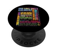 Una frase di unità d"amore in diverse lingue Guarisci in tutto il mondo PopSockets PopGrip Adesivo