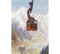 Una funivia del Monte Bianco sullo sfondo. Dal libro delle meraviglie della scienza pubblicato anni '30. Stampa poster di Hilary Jane Morgan (12 x 17)