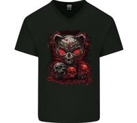 Una Gatta Malvagia Con Teschio Gattino Satanico T-Shirt In Cotone A V