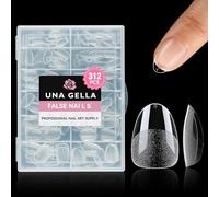 UNA GELLA Extra Short Almond Nail Tips, 312pcs XS Gel Nail Tips Almond Pre-Shaped Half Matte Full Cover No Need File Clear Fake Nails for Nails Extension Home DIY Salon 12 Sizes