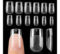 UNA GELLA Nail Tips Short Square, Pre-buff Matte Gel Nails Tips Short Square Nail Tips 120pcs Clear Full Cover False Fake Nails for Nail Extensions DIY Home Salon 12 Sizes for Women