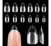 UNA GELLA Short Almond Gel Nail Tips Half Matte Short Almond Gel Nail Tips Full Cover Strong&Lasting Clear Gelly Acrylic False Nails Tips 120pcs DIY Nail Art Salon 12 Sizes for Women