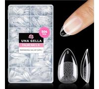 UNA GELLA, unghie finte corte a forma di mandorla, morbide, in gel, a pressione, pre-sagomate, per le donne, extension per unghie a mandorla, copertura completa, 504 pezzi, 12 misure