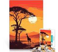 Una giraffa solitaria al tramonto Puzzle da 1000 pezzi per adulti Difficile da completare ma divertente e umoristico Collezione di artisti, Belle arti 38x26cm