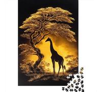 Una giraffa solitaria si erge con grazia sotto un'acacia Puzzle 1000Pcs Decorazione Per La Casa. Rilassamento E Intelligence Per Adulti E Bambini Da 14 Anni 70x50cm/1000pcs
