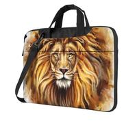 Una grande borsa per computer portatile con stampa a testa di leone, protezione a tre strati, antiurto, borsa a tracolla per computer portatile, borsa a tracolla per uomo e donna, Nero , 13 inch