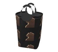 Una grande borsa quadrata con orso marrone da 50 l, adatta per più scene, cestino pieghevole per vestiti sporchi.