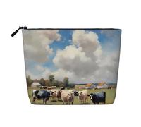 Una grande fattoria. Pochette per il trucco monostrato effetto lino con cerniera per soddisfare le tue esigenze quotidiane o di viaggio