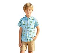 Una graziosa Camicia con Stampa Grafica per Bambini, Perfetta per Tutti i Giorni. Un Capo Morbido e Divertente. Stile Classico, Ideale per la Scuola o Il Tempo Libero. (a-Blue, 9-10 Years)