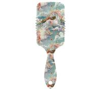 Una graziosa spazzola per capelli ricci con unicorni bianchi volanti in stile fumetto progettata per tutti i tipi di capelli con manico ergonomico cepillo anti crespo para cabello