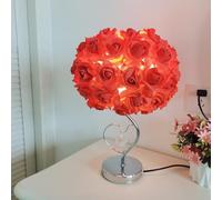 Una lampada da tavolo a forma di rosa con design in cristallo K9 a forma di cuore, perfetta per arredare il comodino della camera da letto nuziale.(Red-2,Flat plug dimming)