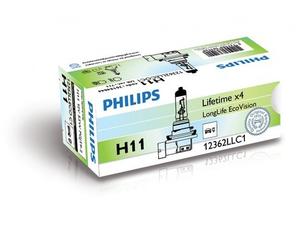 Una lampada lampadina alogena Philips H11 LongLife EcoVision 12V55W PGJ19-2 C1