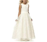 Una Linea di Cerimonia Nuziale del Merletto del Fiore della Ragazza del Vestito con la Cinghia 2-12 Anni, Avorio, 8-9 Anni