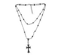 Una lunga collana a forma di croce con doppi strati, caratterizzata da una catena per clavicola in stile ragazza dolce e fresca, è un versatile accessorio quotidiano