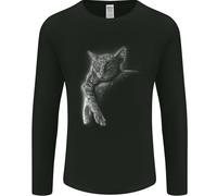 Una Maglietta A Maniche Lunghe Uomo Con Un Gatto Che Dorme Sulla Luna