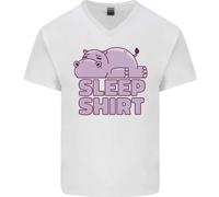 Una Maglietta A V In Cotone Per Uomini Con Ippopotamo Che Dorme