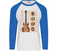 Una Maglietta Baseball L/S Da Chitarra Blueprint Musica Rock N Roll Uomo