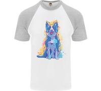 Una Maglietta Baseball S/S Con Design Di Border Collie Colorato Uomo