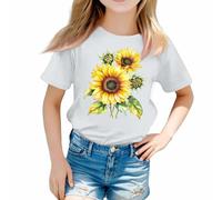 Una maglietta casual in tinta unita con scollo rotondo e maniche corte per e ragazze da 3 a 13 anni Alien T Shirt Girl, trasparente, 12-13 Jahre