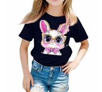 Una maglietta casual in tinta unita con scollo rotondo e maniche corte per e ragazze da 3 a 13 anni Alien T Shirt Girl, Blu marino, 12-13 Jahre