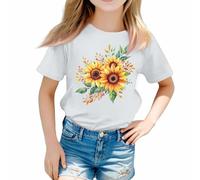 Una maglietta casual in tinta unita con scollo rotondo e maniche corte per e ragazze da 3 a 13 anni Alien T Shirt Girl, bianco, 12-13 Jahre