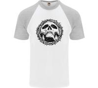 Una Maglietta Da Baseball S/S Gothic Di Cristo Gesù Con Teschi E Spine