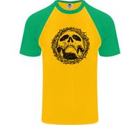 Una Maglietta Da Baseball S/S Gothic Di Cristo Gesù Con Teschi E Spine