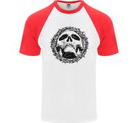 Una Maglietta Da Baseball S/S Gothic Di Cristo Gesù Con Teschi E Spine