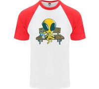 Una Maglietta Da Baseball S/S Per Uomo Con Alieno Che Mangia Funghi Magici LSD