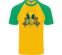 Una Maglietta Da Baseball S/S Per Uomo Con Alieno Che Mangia Funghi Magici LSD