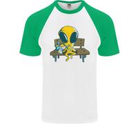 Una Maglietta Da Baseball S/S Per Uomo Con Alieno Che Mangia Funghi Magici LSD