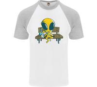 Una Maglietta Da Baseball S/S Per Uomo Con Alieno Che Mangia Funghi Magici LSD