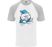 Una Maglietta Da Baseball S/S Per Uomo Con Gatto Nel Letto Sotto Il Duvet