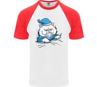 Una Maglietta Da Baseball S/S Per Uomo Con Gatto Nel Letto Sotto Il Duvet