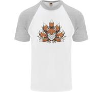 Una Maglietta Da Baseball S/S Per Uomo Con Un Volpe Psichedelica E Sette Code