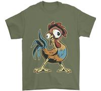 Una Maglietta Da Uomo Con Gallina Di Fattoria Funky 100% Cotone