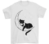 Una Maglietta Da Uomo Con Un Gatto Che Legge Un Libro Sulla Luna 100% Cotone