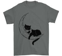 Una Maglietta Da Uomo Con Un Gatto Che Legge Un Libro Sulla Luna 100% Cotone