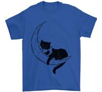 Una Maglietta Da Uomo Con Un Gatto Che Legge Un Libro Sulla Luna 100% Cotone