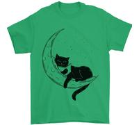 Una Maglietta Da Uomo Con Un Gatto Che Legge Un Libro Sulla Luna 100% Cotone