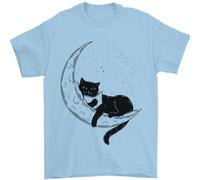 Una Maglietta Da Uomo Con Un Gatto Che Legge Un Libro Sulla Luna 100% Cotone