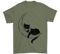 Una Maglietta Da Uomo Con Un Gatto Che Legge Un Libro Sulla Luna 100% Cotone