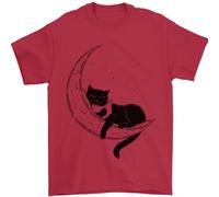 Una Maglietta Da Uomo Con Un Gatto Che Legge Un Libro Sulla Luna 100% Cotone