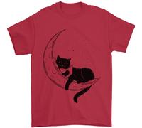 Una Maglietta Da Uomo Con Un Gatto Che Legge Un Libro Sulla Luna 100% Cotone