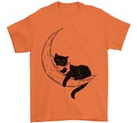 Una Maglietta Da Uomo Con Un Gatto Che Legge Un Libro Sulla Luna 100% Cotone