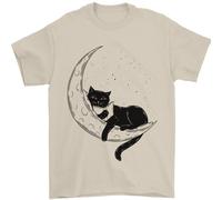 Una Maglietta Da Uomo Con Un Gatto Che Legge Un Libro Sulla Luna 100% Cotone