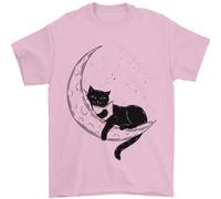 Una Maglietta Da Uomo Con Un Gatto Che Legge Un Libro Sulla Luna 100% Cotone